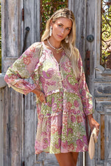 Paisley Print Long Sleeves Mini Dress