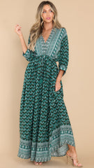 Teal Floral Print Midi Dress