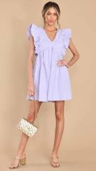 Purple Flare Sleeves Mini Dress