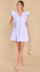 Purple Flare Sleeves Mini Dress