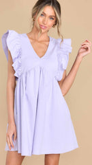 Purple Flare Sleeves Mini Dress