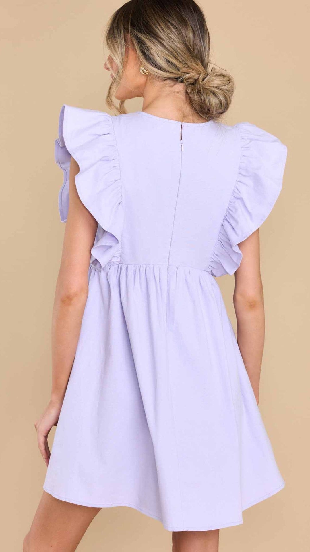 Purple Flare Sleeves Mini Dress
