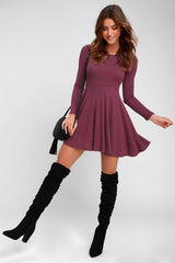 Burgundy Knit Sweater Dress