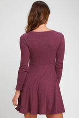 Burgundy Knit Sweater Dress