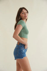 Olive Green Knit Crop Top