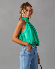 Green Halter Neck Tank Top