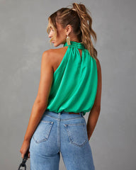 Green Halter Neck Tank Top