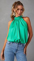 Green Halter Neck Tank Top