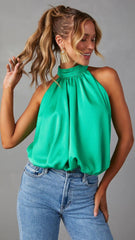 Green Halter Neck Tank Top