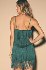 Green Tassled Mini Dress
