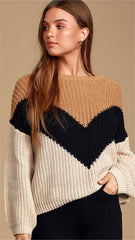 Color Block Chevron Knit Sweater