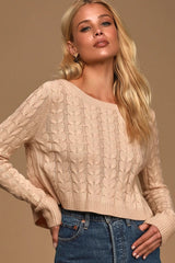 Blush Cable Knit Sweater