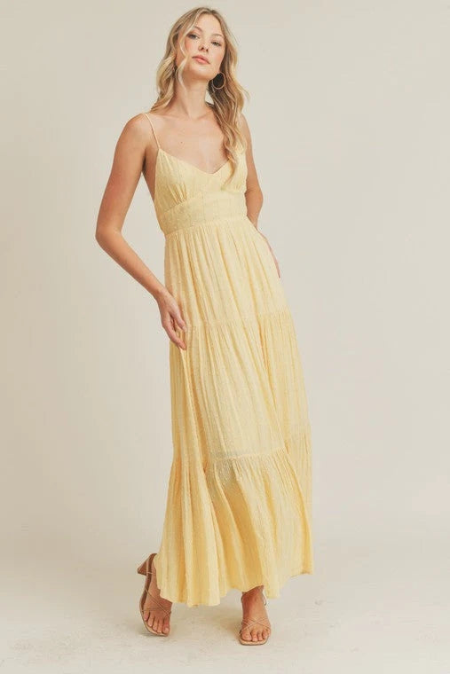 Yellow Sleeveless Midi Dress