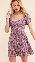 Purple Floral Mini Dress