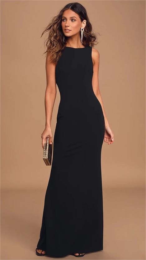 Black Open Back Maxi Dress – Groovy Mimi