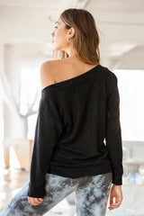 Black Off Shoulder Knit Top