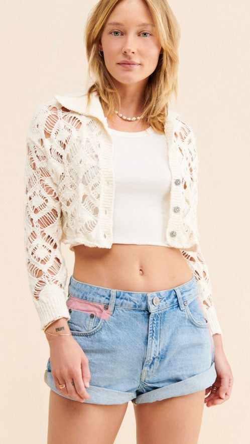 Light Blue Rolled Denim Shorts