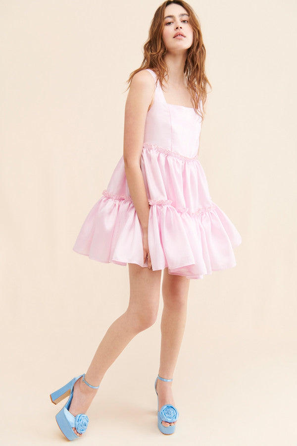 pink babydoll mini dress Laurent Pink Babydoll Dress