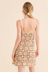 Multicolor Crochet Knit Mini Dress