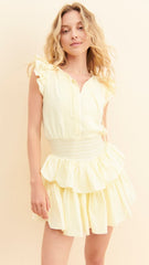 Yellow Ruffled Mini Dress