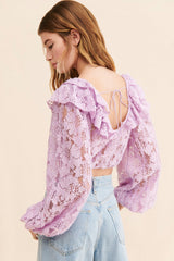 Purple Crochet Lace Crop Top