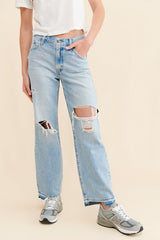 Light Blue Distressed Denim Jeans