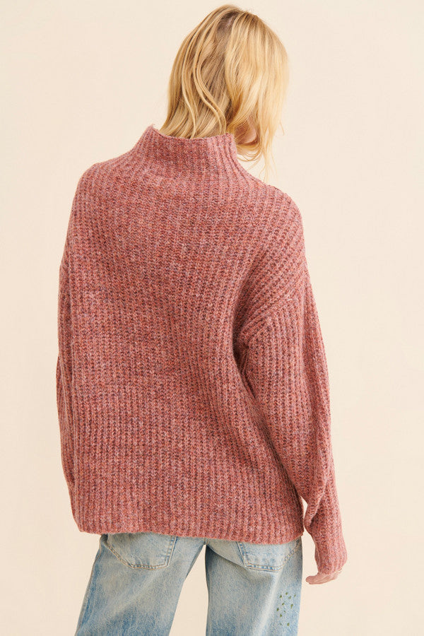 Brown Ribbed Knit Sweater