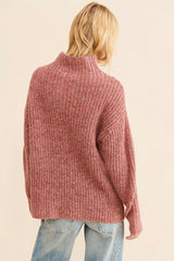 Brown Ribbed Knit Sweater