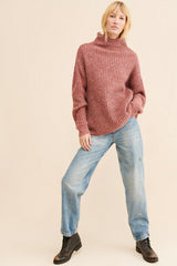 Brown Ribbed Knit Sweater