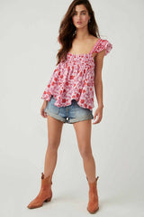 Pink Floral Tank Top