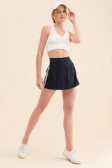 Black Side Striped Mini Skort