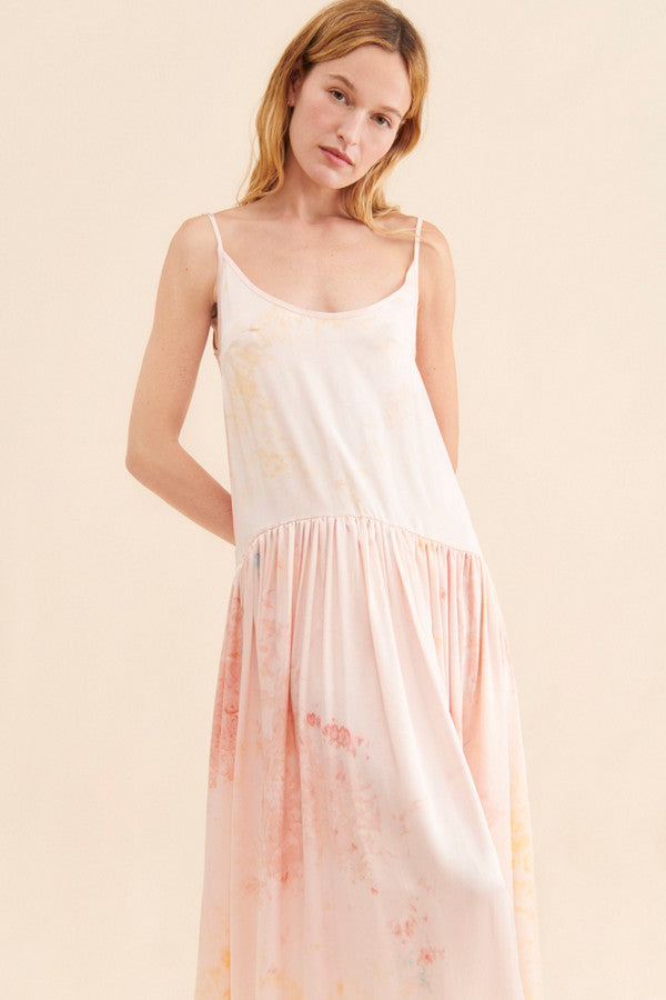 Pink Solid Sleeveless Midi Dress