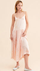 Pink Solid Sleeveless Midi Dress