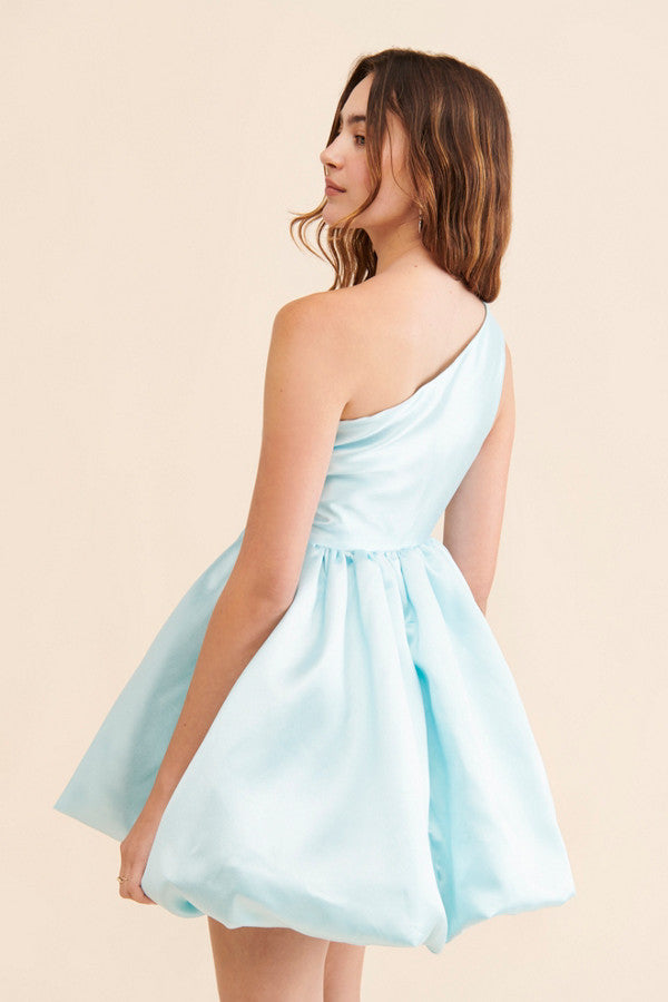 Blue One Shoulder Mini Dress
