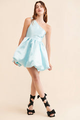 Blue One Shoulder Mini Dress