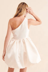 Cream One Shoulder Mini Dress