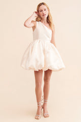 Cream One Shoulder Mini Dress