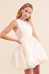 Cream One Shoulder Mini Dress