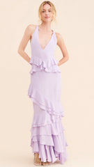 Purple Ruffle Sleeveless Maxi Dress