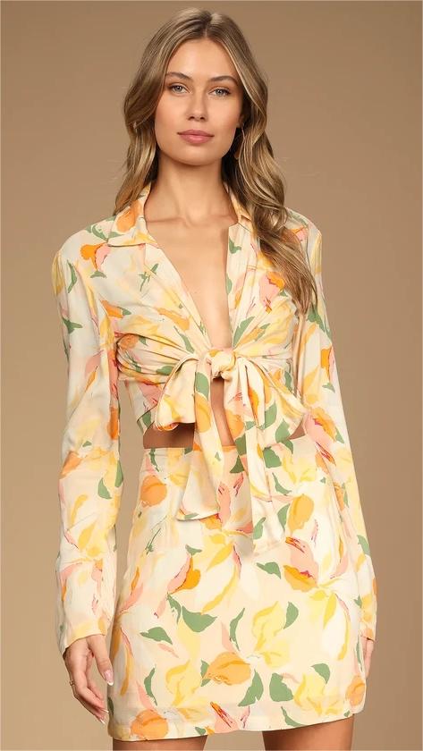 Yellow Tulip Mini Skirt