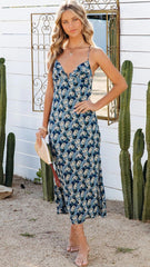 Navy Paisley Print Midi Dress