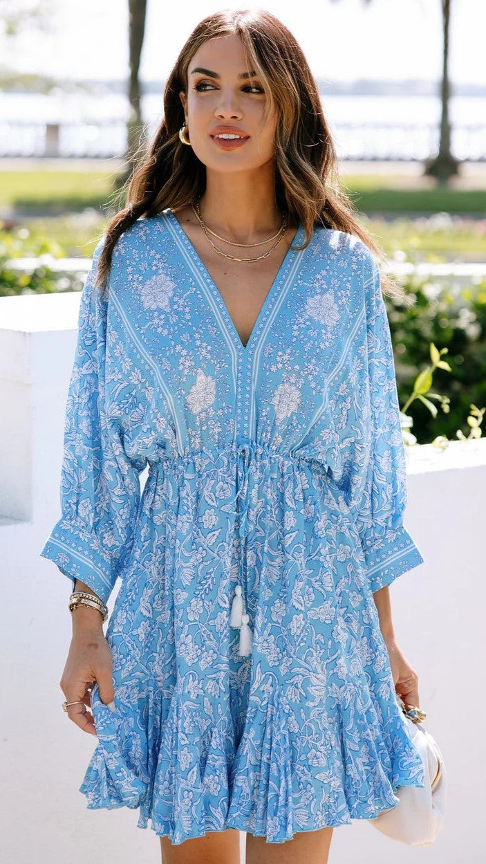 Blue Floral Withdraw Mini Dress
