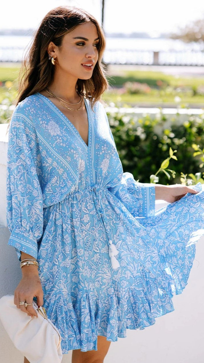 Blue Floral Withdraw Mini Dress