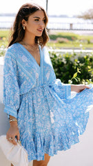 Blue Floral Withdraw Mini Dress
