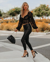 Black Crochet Lace Crop Top