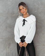 White Collared Knit Sweater