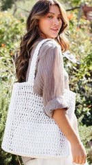 White Crochet Woven Bag