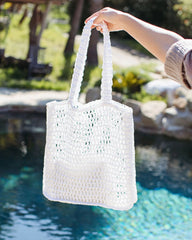 White Crochet Woven Bag