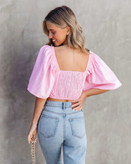 Blush Flare Sleeves Crop Top