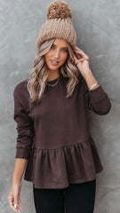 Chocolate Solid Peplum Top